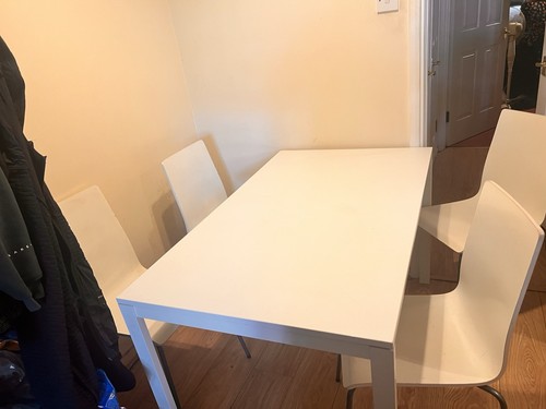 White table and chairs - white,