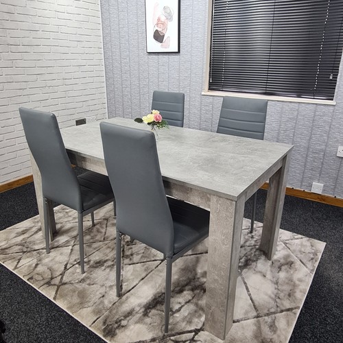 Grey dining table - table, chairs
