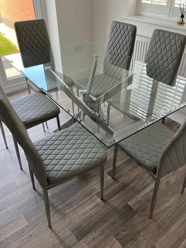Glass dining table 6 quilted - 6,